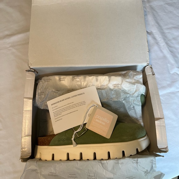 SOLD ~ Birkenstock x Anthropology Green Tea Green Boston Papillio Chunky Clog - Picture 10 of 10